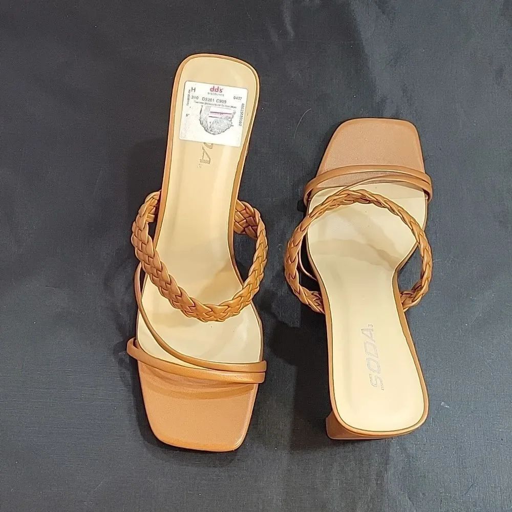 New Women's Braided Heeled Mules Square Toe Block Heel Sandals Carmen By — image 6 of 8